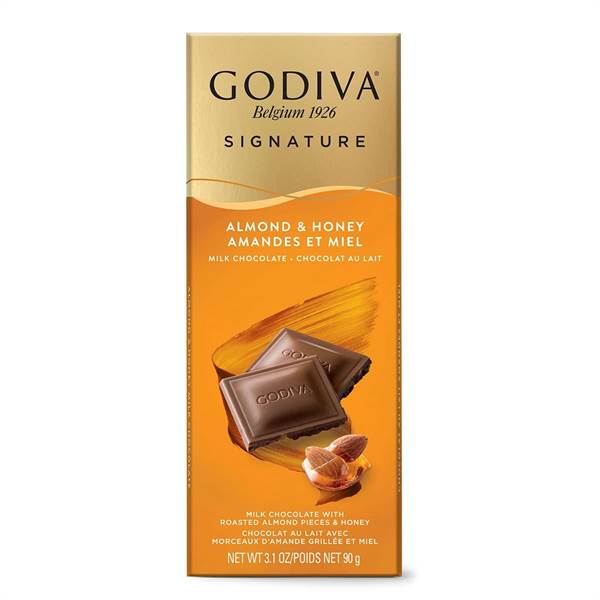 Godiva Milk Chocolate Bar With Roasted Almonds, Honey &Salt Imported